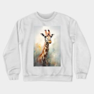 Soft Watercolor Giraffe Safari Portrait Crewneck Sweatshirt